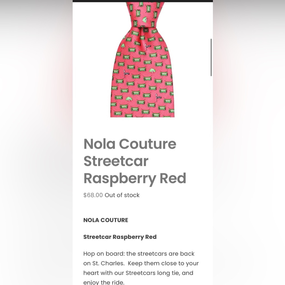 Nola couture Streetcar Raspberry Red men’s tie preowned - Picture 10 of 10